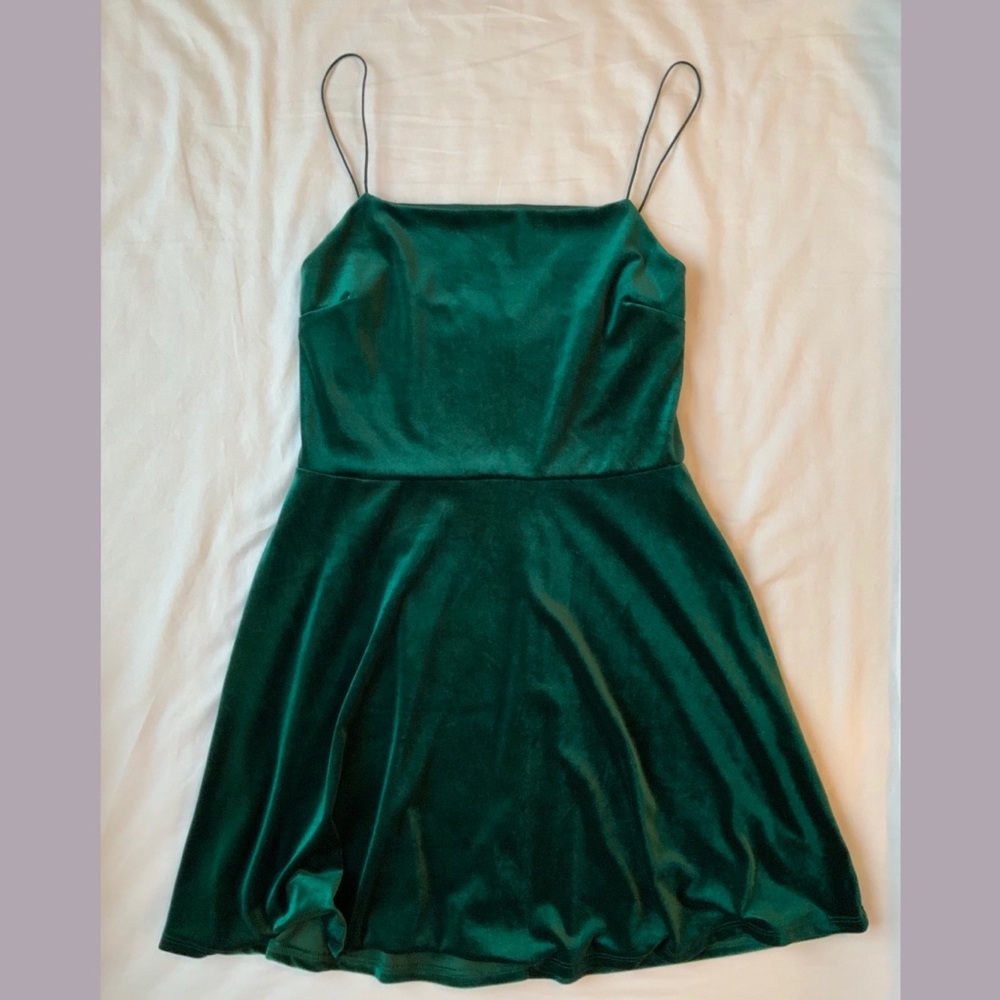 Urban Outfitters green velvet party dress